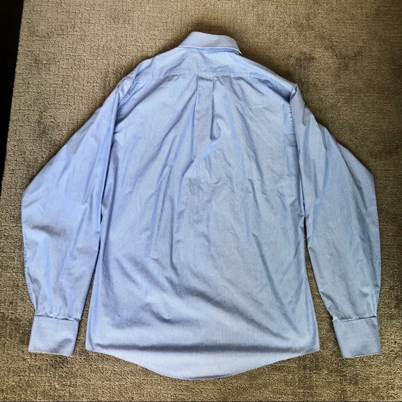 Van Heusen Men’s Fitted Blue & White Stripe Button Down Shirt WrinkleFree 15 1/2 - Picture 4 of 6